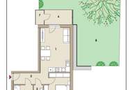 Erstbezug! 2-Zimmer-Wohnung, ca. 55 m², EG mit Terrasse & Garten für Eigennutzer