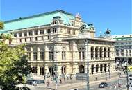 STAATSOPER-BLICK, Opernring, klimatisierte 5 Zimmer, Stehbalkon, Komplettküche, 2 Bäder mit WC, Flügeltüren, Parketten