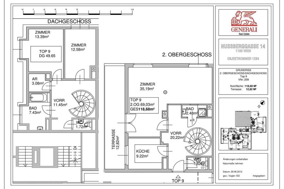 Wunderschöne 3 - Zimmer Maisonette mit Terrasse, Wohnung-miete, 2.500,01,€, 1190 Wien 19., Döbling