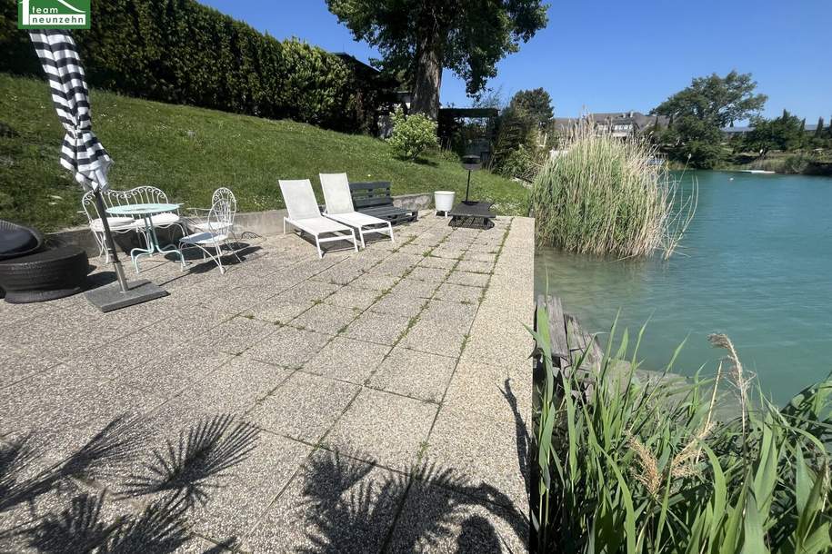 RUHIG WOHNEN AM WASSER - Bungalow mit Blick ins Grüne mit direktem Badezugang! Erholung pur! Möbliert!, Haus-kauf, 284.000,€, 2301 Gänserndorf