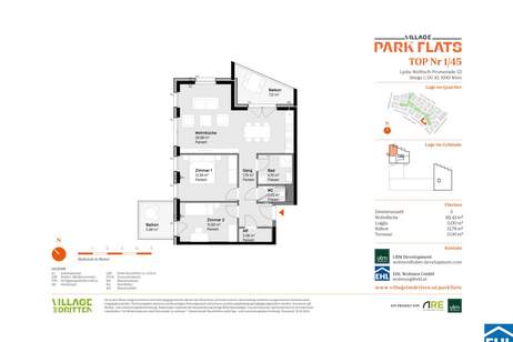 Parknähe und Urbanität – Ihr Anlageobjekt bei den PARK FLATS, Wohnung-kauf, 181.000,€, 1030 Wien 3., Landstraße