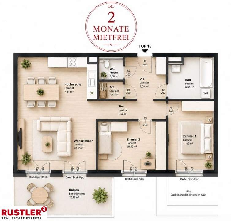 Top-Angebot: 2 MONATE MIETFREI | Modern - Zentral - Mit Balkon
