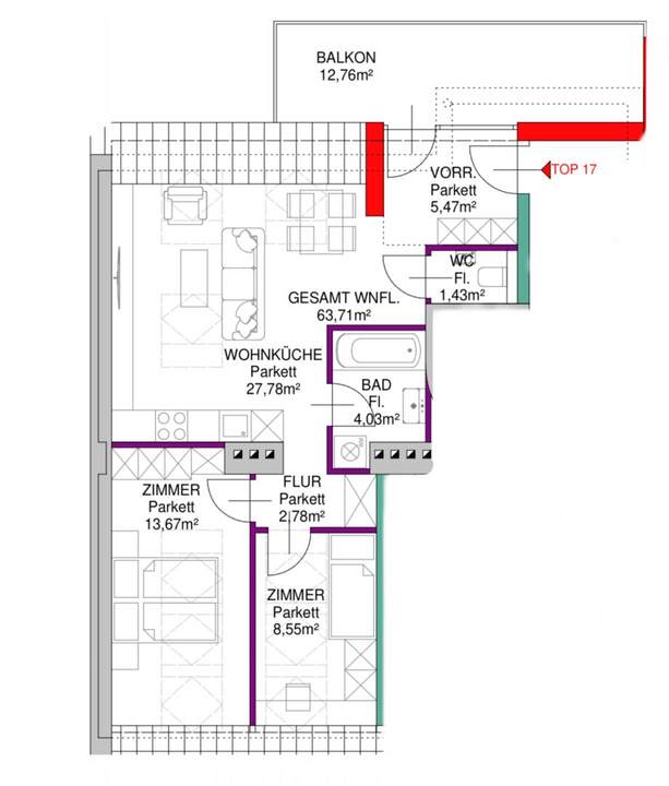 3-Zimmer-Dachgeschosswohnung mit großzügigem Balkon