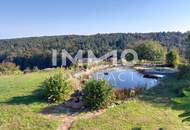 HERRLICHE AUSSICHT - Wunderschöner großer Vierkanthof mit Schwimmteich in absoluter grüner Ruhelage