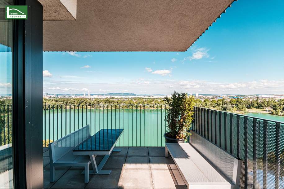 Bestlage am Wasser - direkt beim Hirschstettner Badeteich mit vermutlich der besten Aussicht Wiens! Ein Balkon zum Verlieben!, Wohnung-kauf, 499.000,€, 1220 Wien 22., Donaustadt