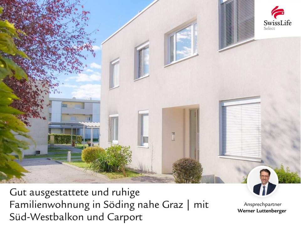 Gut ausgestattete und ruhige Familienwohnung in Söding nahe Graz | mit Süd-Westbalkon und Carport