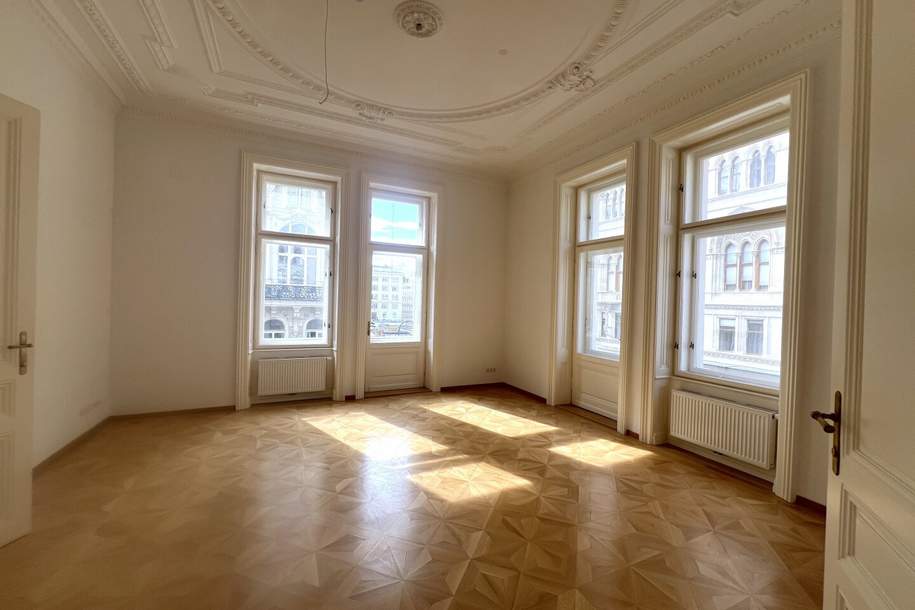 UNBEFRISTET - Repräsentative 9-Zimmer Altbauwohnung mit Balkon und Blick auf das Rathaus – ca. 293 m² in bester Innenstadtlage - auch ideal als Büronutzung, Wohnung-miete, 8.883,02,€, 1010 Wien 1., Innere Stadt