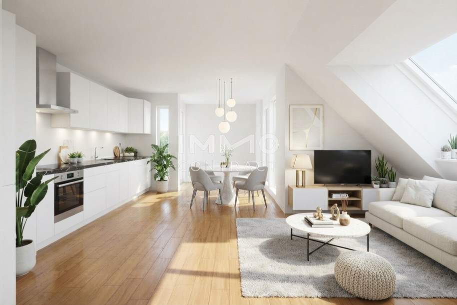 Ganz oben zuhause: Stilvolle 2-Zimmer-Dachgeschosswohnung mit sonniger Terrasse! Küchengutschein!, Wohnung-kauf, 295.100,€, 1140 Wien 14., Penzing