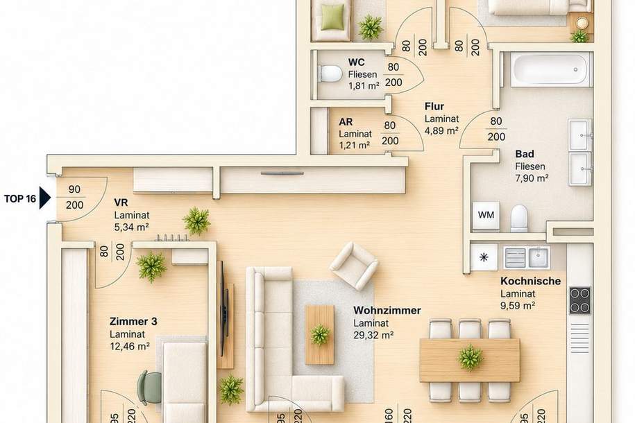 NEUBAU MIT RAUMGEFÜHL | 4-Zimmerwohnung mit großer Loggia, Wohnung-miete, 1.197,30,€, 8020 Graz(Stadt)