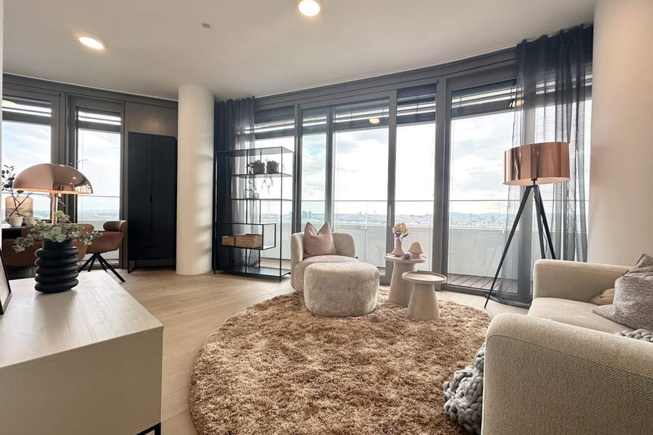NEU! Möbliert - Doorman, Gym, Pool UND den schönsten Ausblick auf Stephansdom, Prater &amp; Neue Donau, Wohnung-miete, 2.899,01,€, 1220 Wien 22., Donaustadt