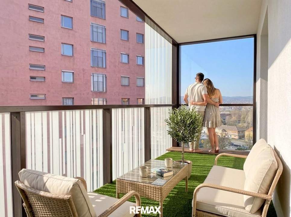 Panoramablick über Wien – gepflegte 3-Zimmer-Eckwohnung mit Loggia im 12. Stock