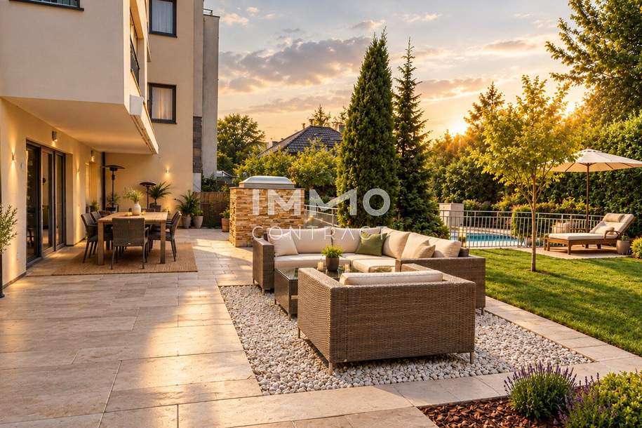 Verkaufsrarität I Priv.Pool I 330m² Priv.Garten I 80m² und 14m² Terrassen I Neubau 2009 I 5 Zimmer I Tiefgaragenplatz im Eigentum, Wohnung-kauf, 1130 Wien 13., Hietzing