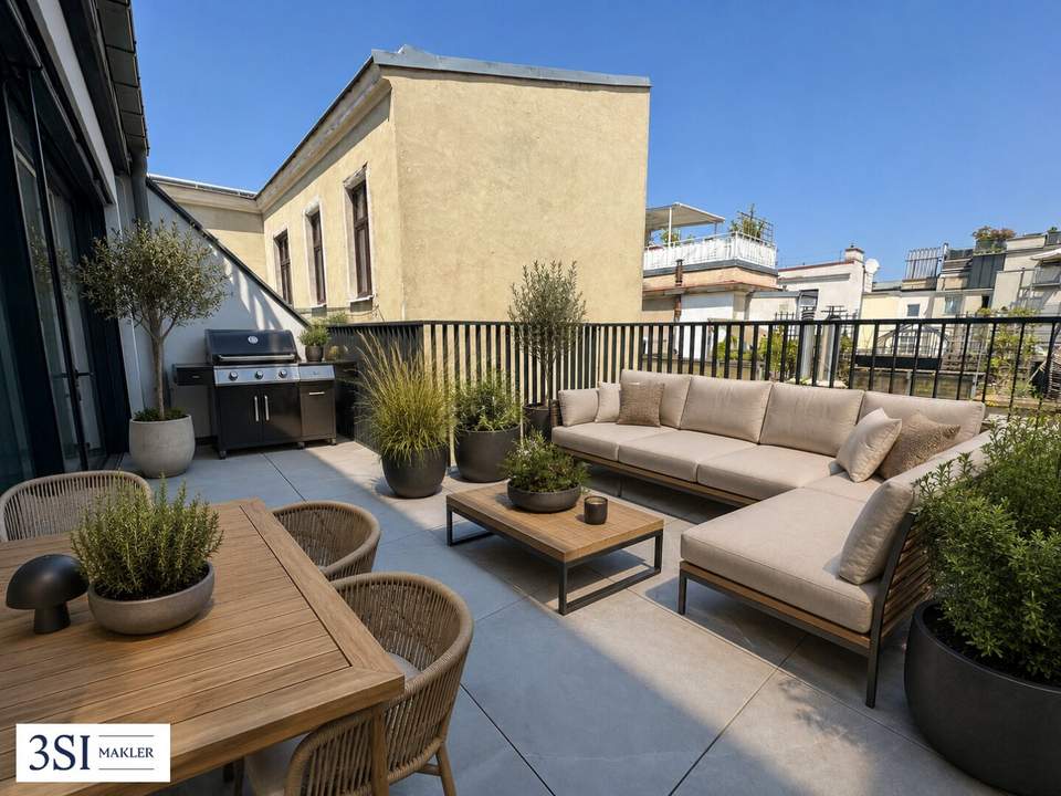 Historischer Charme, moderne Eleganz: Luxus Dachgeschosswohnung auf einer Ebene mit zusätzlicher Terrasse