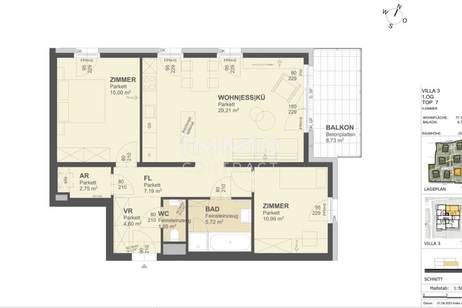 KREMSER WOHNDOMIZIL3Zi- 77qm- Balkonwohnung, Lift, Tiefgarage, in beliebter Grünruhelage, Wohnung-kauf, 265.000,€, 3500 Krems an der Donau(Stadt)