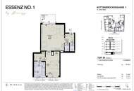 ESSENZ NO. 1 - 2-Zimmer-Erstbezug (69 m²) + Schrankraum | 6 m² Balkon, 1. DG mit wenig Schrägen