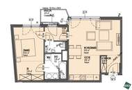 2-Zimmer-Neubauwohnung mit Balkon in Hofruhelage