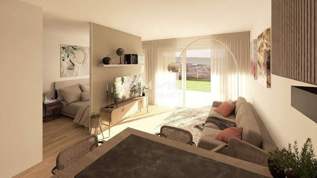 Ideale 1,5 Zimmer Wohnung mit kl. Garten in den STADTTERRASSEN PEUERBACH - provisionsfrei! ** JETZT FRÜHKÄUFER-RABATT!**