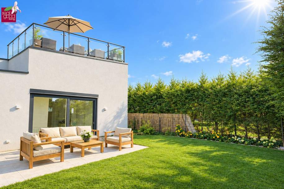 FAMILIENTRAUM IN 1210 WIEN – MODERNE DOPPELHAUSHÄLFTE AUF EIGENGRUND MIT GARTEN, 2 TERRASSEN & STELLPLATZ | ERSTBEZUG, Haus-kauf, 799.000,€, 1210 Wien 21., Floridsdorf