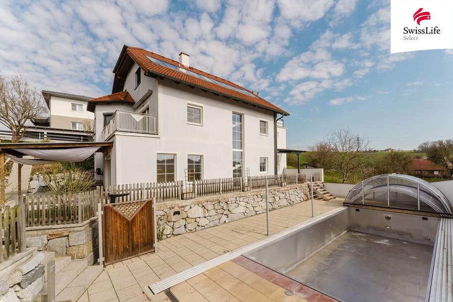 Wohntraum mit Extras: Pool 10x4, XXL-Terrasse mit Ausblick &amp; Doppelgarage, Haus-kauf, 649.000,€, 4633 Grieskirchen