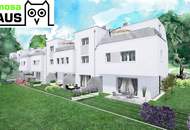 Provisionsfreier Erstbezug: vollunterkellertes Reihenhaus mit 4 Zimmern, Terrasse, Dachterrasse und Eigengrund samt Garagenplatz