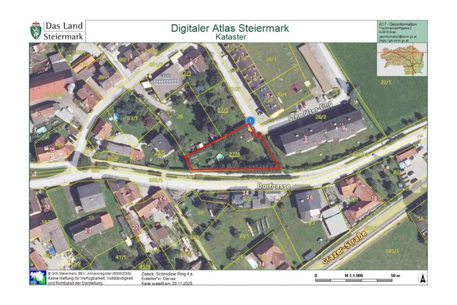 *** Exklusives Baugrundstück in sonniger Zentrumslage – 1.104 m² im Herzen von Mitterdorf ***, Grund und Boden-kauf, 49.000,€, 8662 Bruck-Mürzzuschlag