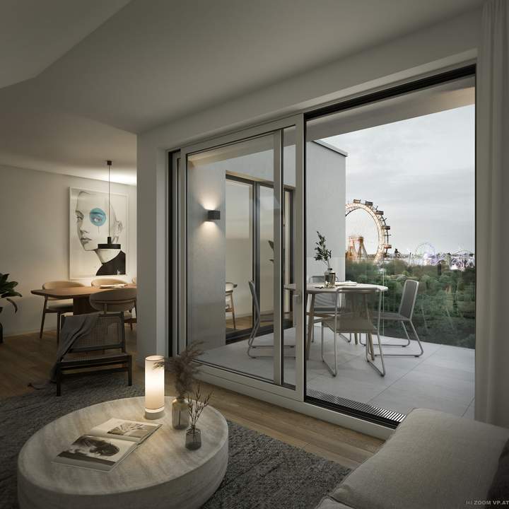 2-Zimmer-Wohnung mit Balkon und Aussicht auf das Riesenrad | JOSEPHINE | direkt am Grünen Prater