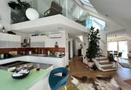 Lichtdurchflutete Penthouse Architektur - barrierefreie 5-Zimmer Maisonette-Wohnung in exklusiver Lage mit teiloffener Galerieebene, zahlreichen Terrassen, 2 Bädern und PKW-Garagenplatz