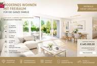 4-ZIMMER-FAMILIENTRAUM MIT GARTEN, TERRASSE &amp; BALKON auf zwei Etagen, PROVISIONSFREIER ERSTBEZUG IN 1220 WIEN