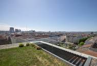 PENTHOUSE ohne SCHRÄGEN mit Vollverglasung und Wellnessterrasse inkl. Sauna und Blick über Wien - außergewöhnliche RARITÄT mit 2x Tiefgaragenplätzen im Haus / Kaufpreis inkl. LUXUS-Möblierung