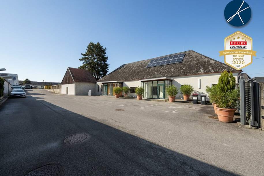 Firmensitz / Betriebsobjekt mit 320m² Büros, 400m² Hallen/Garagen & 750m² Lagerplatz, Gewerbeobjekt-legalform.mietkauf, 1.400.000,€, 3500 Krems an der Donau(Stadt)