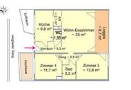 Dachgeschoßwohnung mit 3 Zimmer und Südloggia bei der Wiener Stadtgrenze