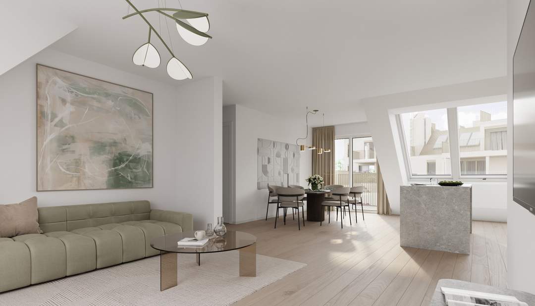 "Wohnoase Siebenbrunnengasse 44 - Großzügig Wohnen mit Westbalkon - Nachhaltig. Ruhig. Besonders."