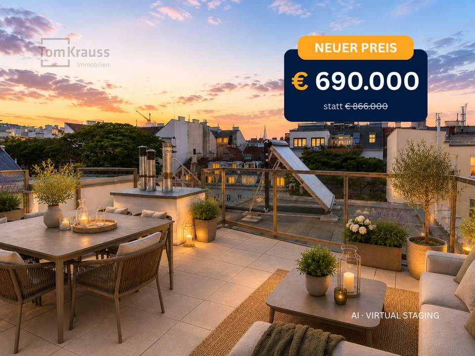 SONNE. WEITBLICK. DACHTERRASSE – 2-ZIMMER-DACHGESCHOSSWOHNUNG MIT VIEL FREIRAUM