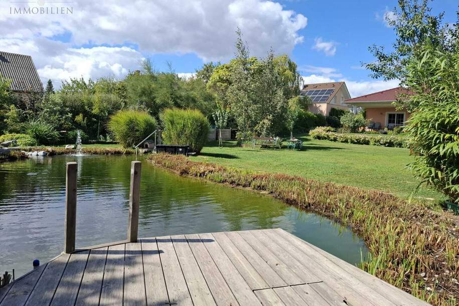 Bungalow nahe Wien - Top-Zustand - Schwimmbiotop - parkähnlicher Garten - Garage - Werkstatt, Haus-kauf, 2440 Bruck an der Leitha