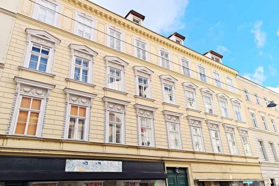 NASCHMARKT-NÄHE, 62 m2 Dachgeschoß, 2 Zimmer, Küche, Wannenbad, Parketten, U4-Nähe, Kettenbrückengasse, Wohnung-miete, 1.174,70,€, 1050 Wien 5., Margareten