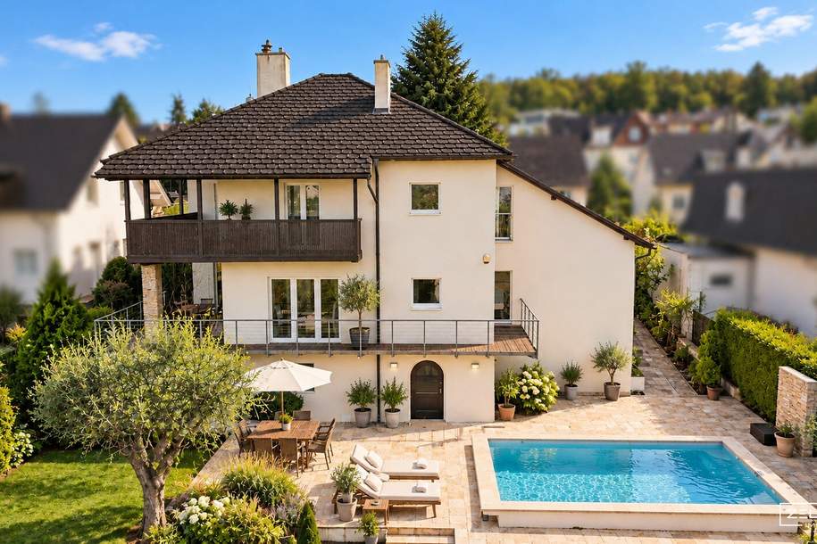 AM LAINZER TIERGARTEN | ARCHITEKTENVILLA MIT POOL – AUSSERGEWÖHNLICHE ARCHITEKTUR IN EXKLUSIVER GRÜNLAGE | ZELLMANN IMMOBILIEN, Haus-kauf, 2.198.000,€, 1130 Wien 13., Hietzing
