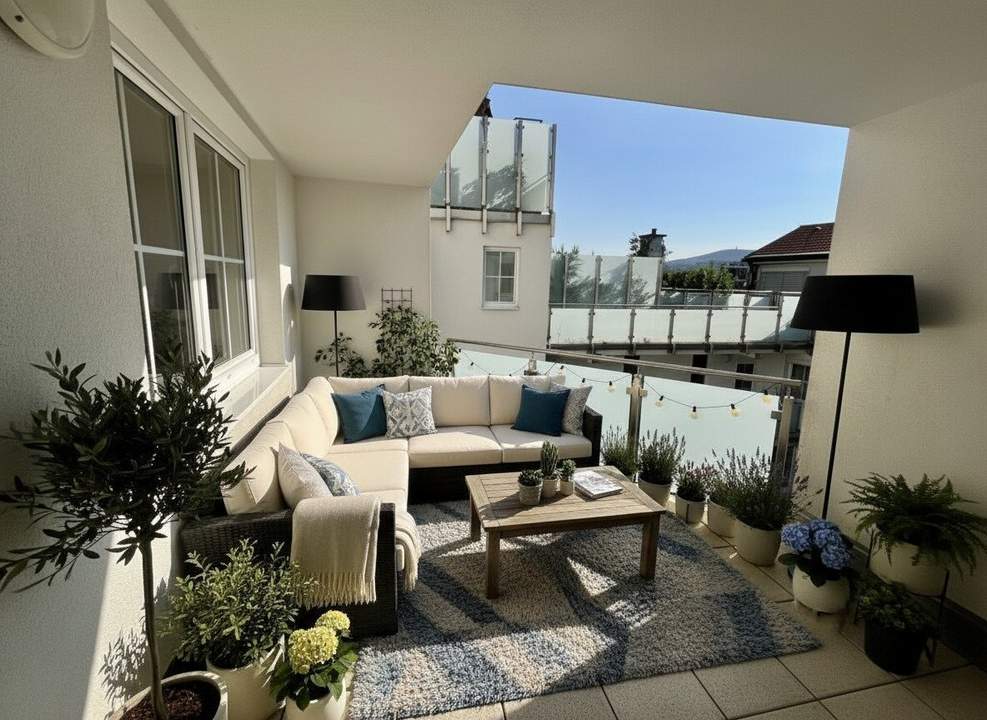 NEUER PREIS! 130 m² mit ANNINGERBLICK in einer 4-Zimmer DG Maisonette zum Kauf mit SÜDLOGGIA