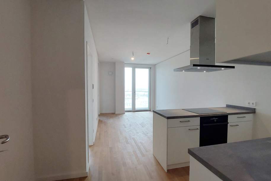 Urbanes Wohnen mit Rooftop Pool, Spa &amp; Skylineblick – TOWER HOMES im V22, Wohnung-miete, 975,00,€, 1220 Wien 22., Donaustadt