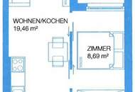 Hofseitige 2-Zimmerwohnung mit großer Loggia