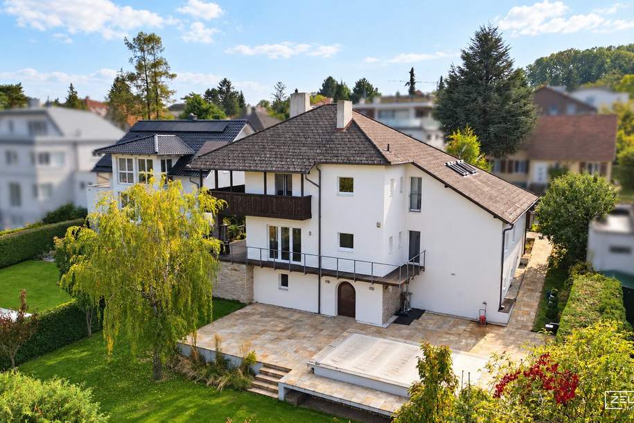 AM LAINZER TIERGARTEN | ARCHITEKTENVILLA MIT POOL – AUSSERGEWÖHNLICHE ARCHITEKTUR IN EXKLUSIVER GRÜNLAGE | ZELLMANN IMMOBILIEN, Haus-kauf, 2.195.000,€, 1130 Wien 13., Hietzing
