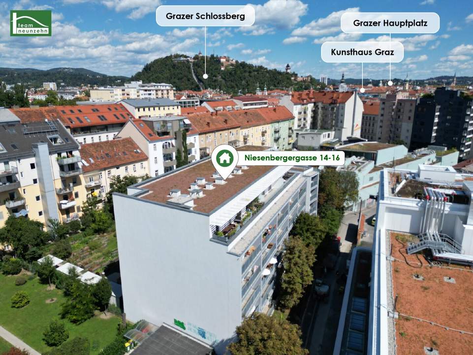 Erholung im grünen genießen. Wohnen in der Niesenbergergasse 14–16, 8020 Graz