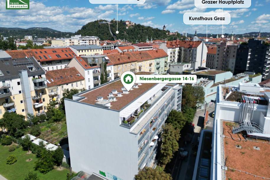 Erholung im grünen genießen. Wohnen in der Niesenbergergasse 14–16, 8020 Graz, Wohnung-miete, 799,00,€, 8020 Graz(Stadt)