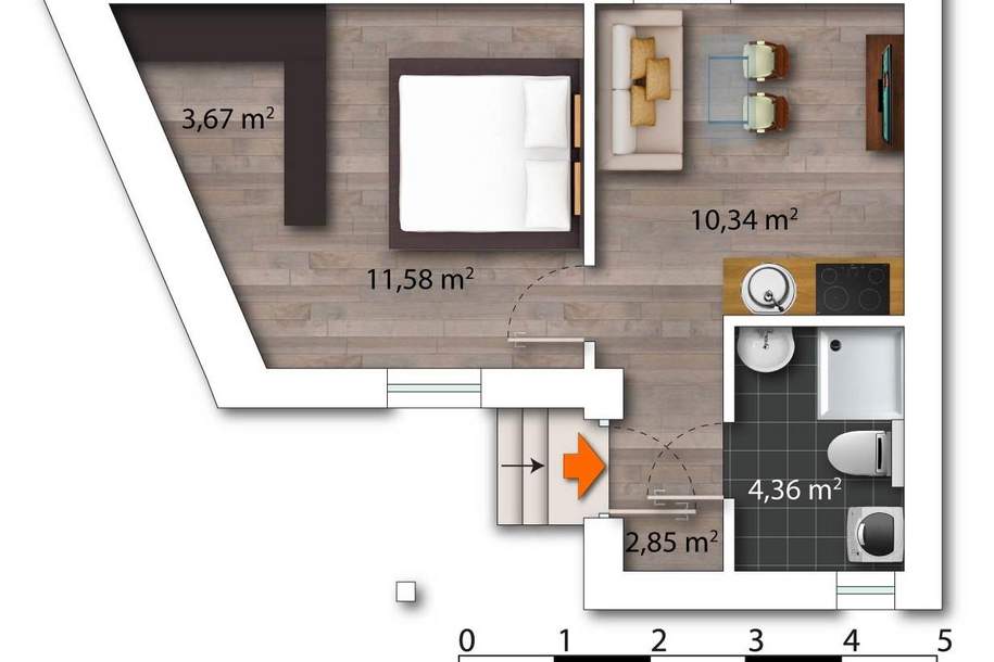 Besichtigungstag Montag 05.01.2026 zwischen 15 und 16 Uhr !! 32 m² Wohnung in TOP-Lage von Kaindorf an der Sulm – inklusive Carport Top 103a/2, Wohnung-miete, 520,00,€, 8430 Leibnitz
