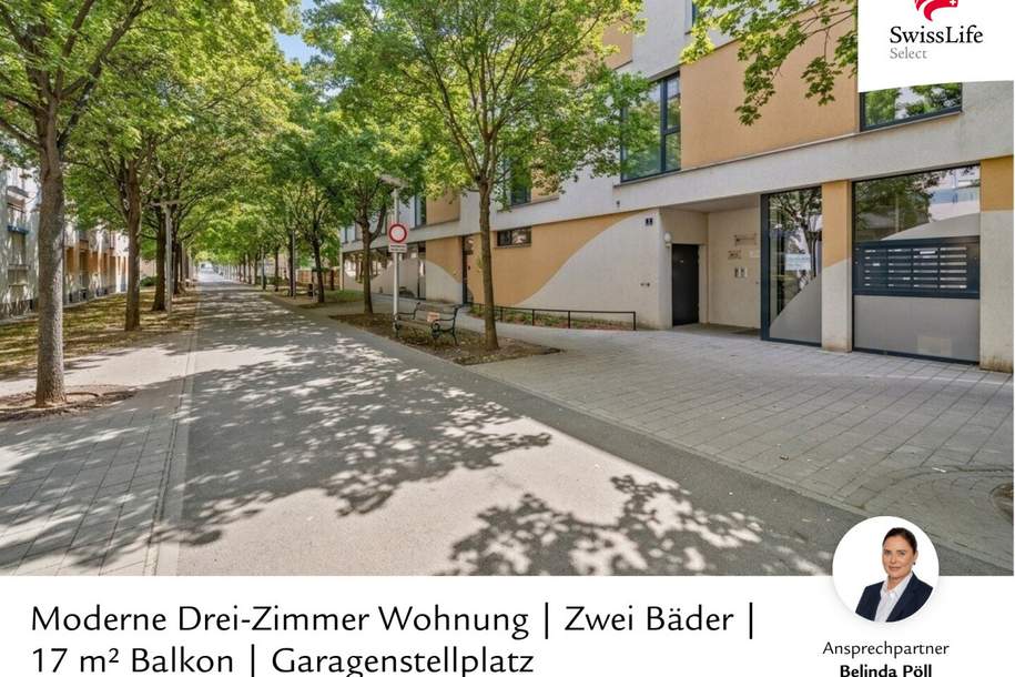 Moderne Drei-Zimmer Wohnung | Zwei Bäder | 17 m² Balkon | Garagenstellplatz, Wohnung-kauf, 378.000,€, 2232 Gänserndorf