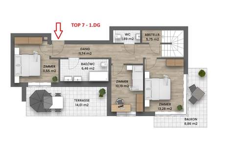 THE GREEN ++ EXKLUSIVE MAISONETTE mit AUSBLICK, Wohnung-kauf, 1.099.000,€, 1140 Wien 14., Penzing