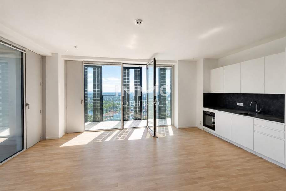 49. Etage: A Home between Sky &amp; Water: DC2 Tower: U1 Donauinsel, Wohnung-miete, 1.100,00,€, 1220 Wien 22., Donaustadt