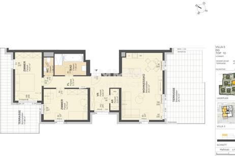 KREMSER WOHNDOMIZIL3Zi- 84qm- Dachgeschoss-Eigentum, 2TerrassenLift, Tiefgarage, in beliebter Grünruhelage, Wohnung-kauf, 265.000,€, 3500 Krems an der Donau(Stadt)