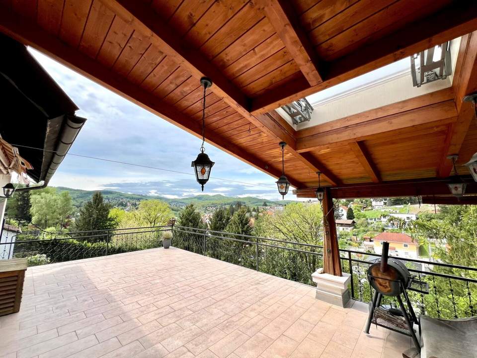 10 Minuten Fahrzeit nach Wien I Klimatisierte Villa mit Weitblick I Wellness, Fitnessraum & Kamin I Terrassen, Balkon & Garten I Hochwertige Ausstattung