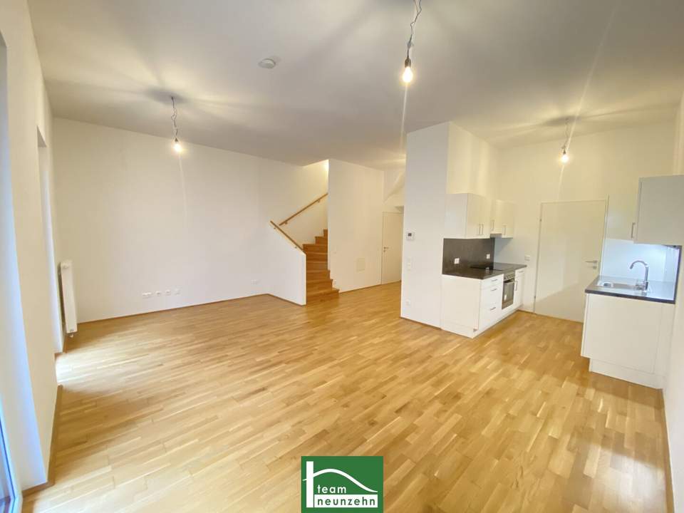 DG-Maisonette mit 2 großen Terrassen nahe Straßenbahn 26 und mit S-Bahn Jedlersdorf in Gehweite! Einbauküche inkludiert - Ab August 2025