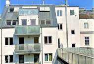 TERRASSENHIT, U3-Nähe, gepflegte 61 m2 Neubau mit 45 m2 Terrasse, 2 Zimmer, Einbauküche, Wannenbad, 3. Liftstock, Lorystraße